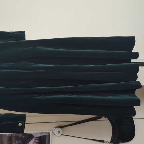 Vintage Green Velvet Laura Ashley Midi Wrap Dress - Picture 7 of 9